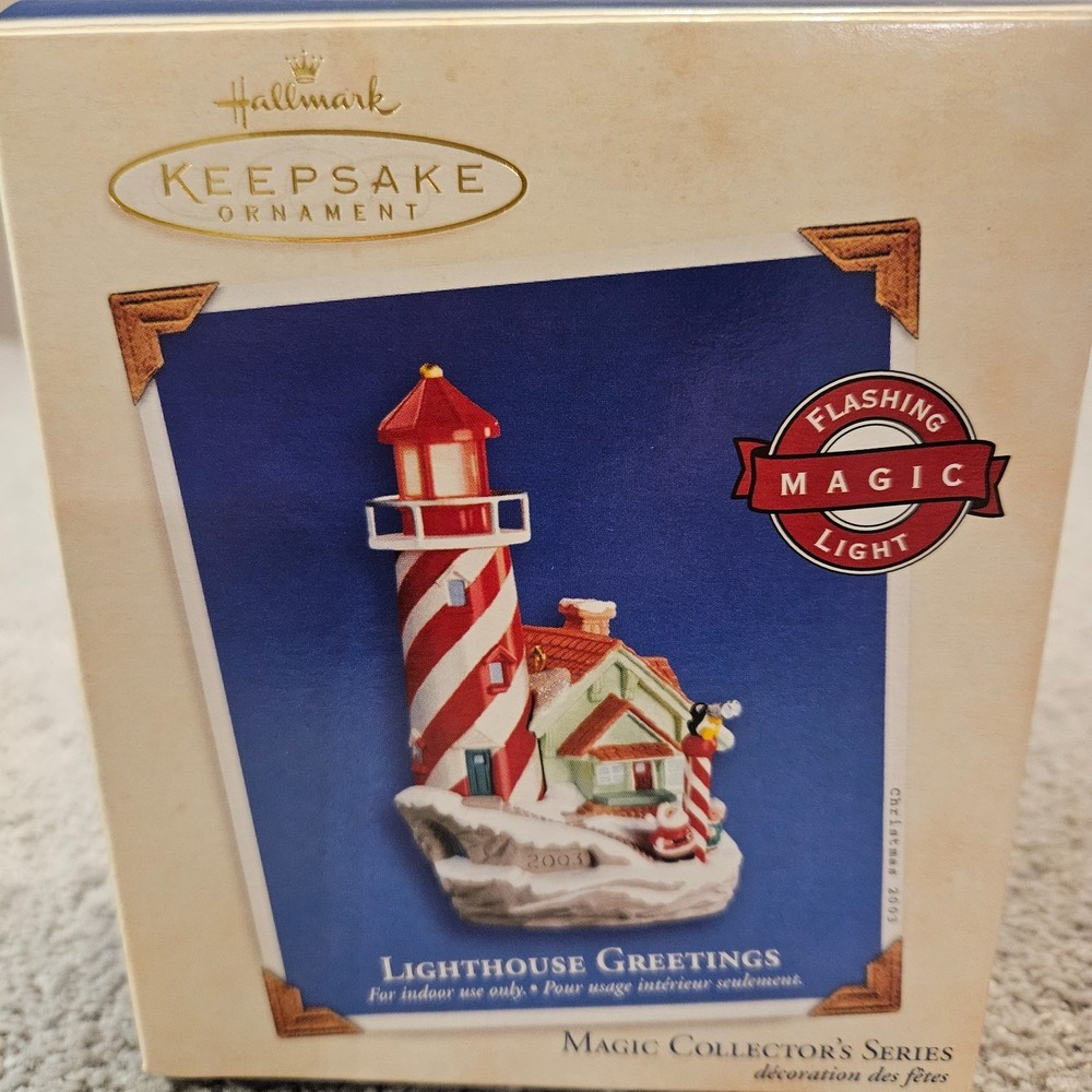 Hallmark Keepsake Ornament Lighthouse Greetings 2003‎ Flashing Magic Light